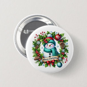 Weihnachts-Schneemann Button