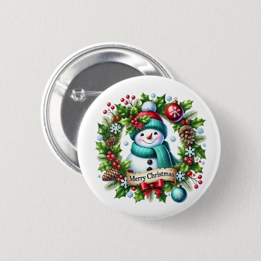 Weihnachts-Schneemann Button (Vorne & Hinten)