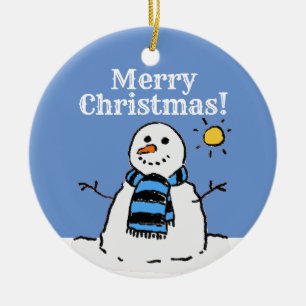 Weihnachts-Schneemann-Design mit Frohe Weihnachten Keramik Ornament