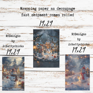 Weihnachts-Schneemann-Dorf-Dekoupage Geschenkpapier Set