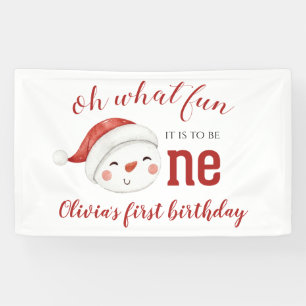 Weihnachts-Schneemann Erster Geburtstag Banner