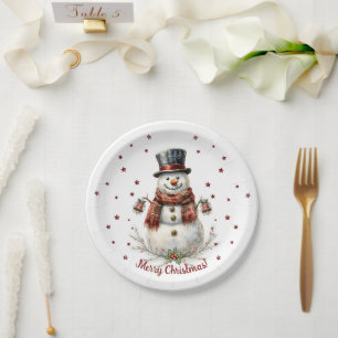Weihnachts-Schneemann-Feierparty Pappteller