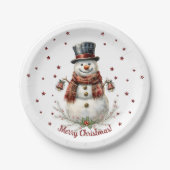 Weihnachts-Schneemann-Feierparty Pappteller (Vorderseite)