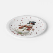 Weihnachts-Schneemann-Feierparty Pappteller (Schrägansicht)