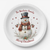 Weihnachts-Schneemann-Feierparty Pappteller (Vorderseite)