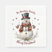 Weihnachts-Schneemann-Feierparty Serviette (Vorderseite)
