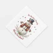 Weihnachts-Schneemann-Feierparty Serviette (Ecke)