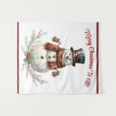 Weihnachts-Schneemann-Feierparty Wandteppich (Vorderseite (Horizontal))