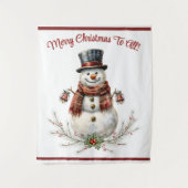 Weihnachts-Schneemann-Feierparty Wandteppich (Vorderseite)