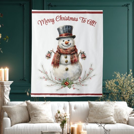 Weihnachts-Schneemann-Feierparty Wandteppich