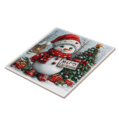 Weihnachts-Schneemann Fliese (Seite)