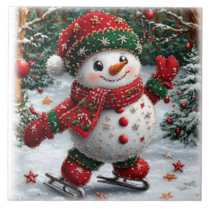 Weihnachts-Schneemann Fliese