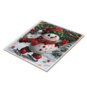 Weihnachts-Schneemann Fliese (Seite)