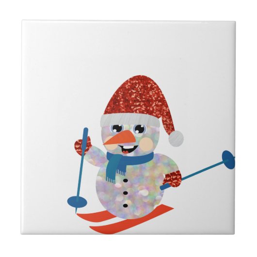 Weihnachts-Schneemann Fliese (Vorderseite)