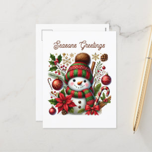 Weihnachts-Schneemann-Frohe Festtage Feiertagspostkarte
