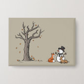 Weihnachts-Schneemann Fuchs und Reh Waldtier Button (Vorderseite)