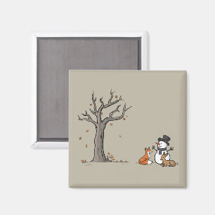 Weihnachts-Schneemann Fuchs und Reh Waldtier Magnet