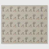 Weihnachts-Schneemann-Fuchs-und-Waldtier-Hirsch  Geschenkpapier (Flach)