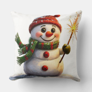 Weihnachts-Schneemann gemütliches Wohnaccessoire Kissen