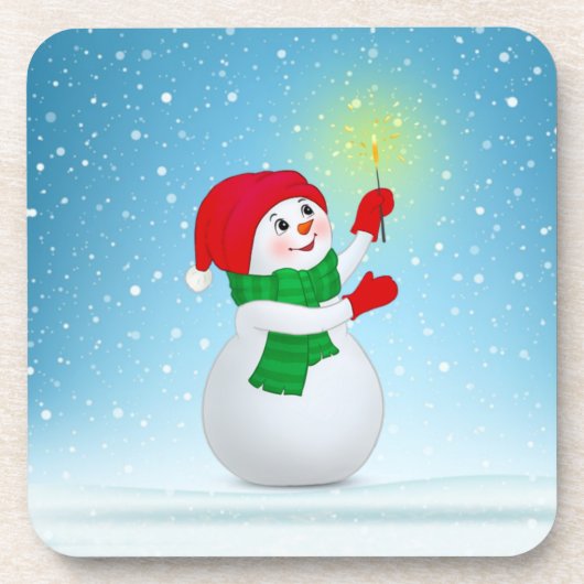Weihnachts-Schneemann Getränkeuntersetzer (Vorderseite)