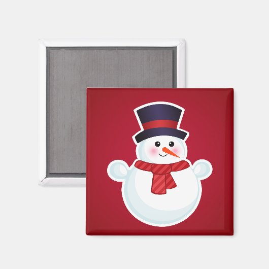 Weihnachts-Schneemann im roten Hintergrund Magnet (Vorderseite/Rückseite)
