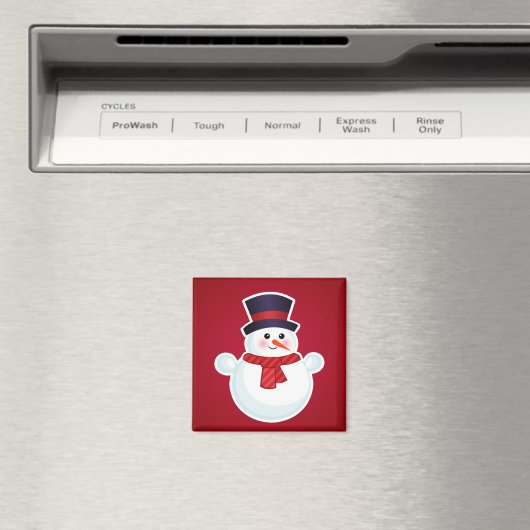 Weihnachts-Schneemann im roten Hintergrund Magnet (In Situ (Geschirrspüler))