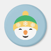 Weihnachts-Schneemann in Green Hat on Light Blue Magnet (Vorne)