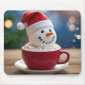 Weihnachts-Schneemann in heißer Schokolade Mousepad (Vorne)