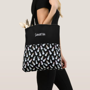 Weihnachts-Schneemann in Hüten Schwarzer Name Tasche