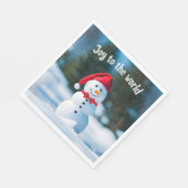 Weihnachts-Schneemann in Schneeflocken Serviette (Ecke)