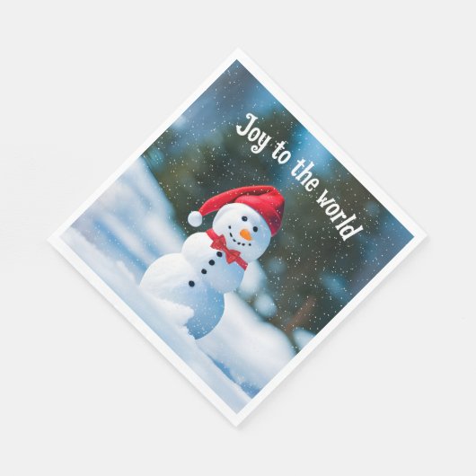 Weihnachts-Schneemann in Schneeflocken Serviette (Ecke)