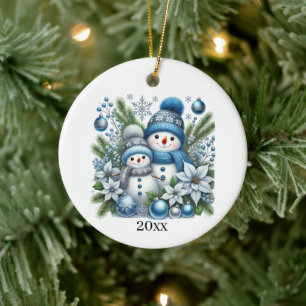 Weihnachts-Schneemann Jahr und Nachricht hinzufüge Keramik Ornament