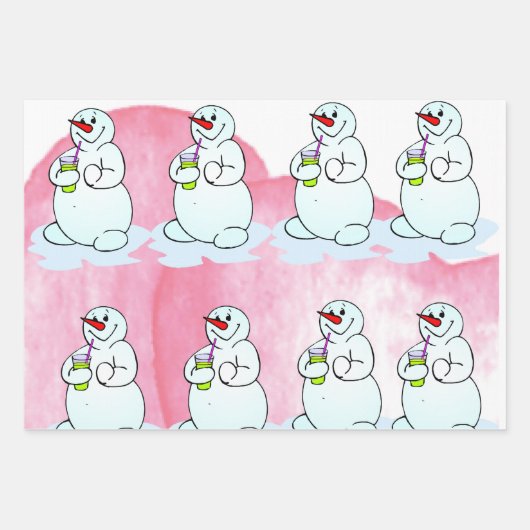 Weihnachts-Schneemann-Kaffee Ugly Weihnachtssüßer Geschenkpapier Set (Vorderseite 3)