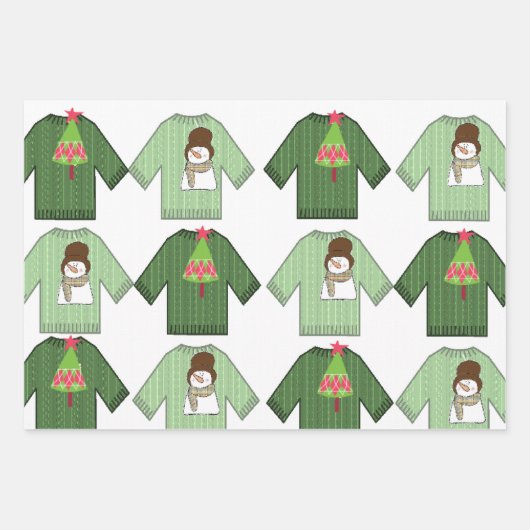Weihnachts-Schneemann-Kaffee Ugly Weihnachtssüßer Geschenkpapier Set (Vorderseite 2)