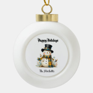 Weihnachts-Schneemann-Keramik-Ornament Keramik Kugel-Ornament