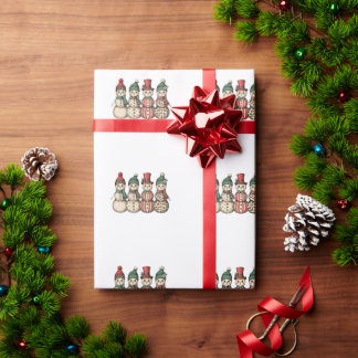 Weihnachts-Schneemann-Leopard-Kariert-Vintage Geschenkpapier