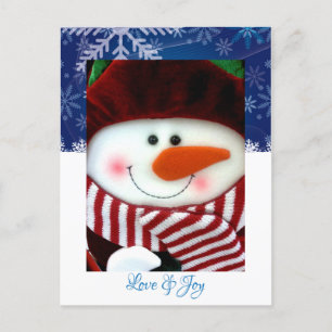Weihnachts-Schneemann-Liebe-Freude-Schneeflocken-P Feiertagspostkarte