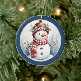 Weihnachts-Schneemann mit Datum-Nachricht Keramik Ornament