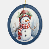 Weihnachts-Schneemann mit Datum-Nachricht Keramik Ornament (Links)