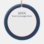 Weihnachts-Schneemann mit Datum-Nachricht Keramik Ornament (Hinten)