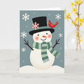 Weihnachts-Schneemann mit Kardinal Karte (Gelbe Blume)
