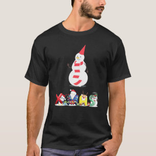 Weihnachts Schneemann Mops Feiertags Pyjama Xmas 2 T-Shirt