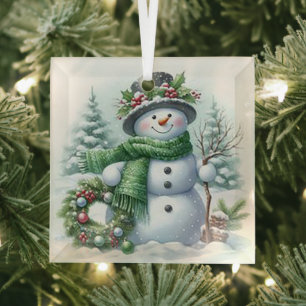 Weihnachts-Schneemann Ornament Aus Glas