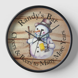 Weihnachts-Schneemann Personalisierte Biere Prost. Uhr