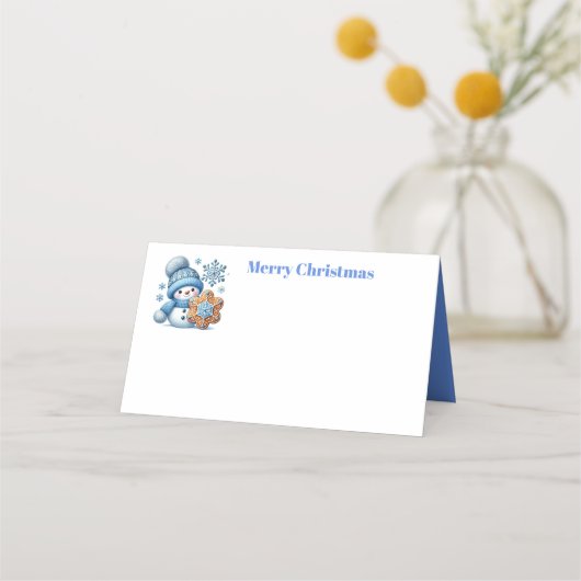 Weihnachts-Schneemann Platzkarte (Vorderseite)