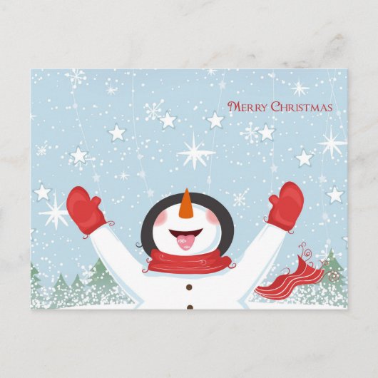 Weihnachts-Schneemann Postkarte (Vorderseite)