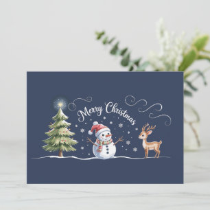 Weihnachts Schneemann Rentier Weihnachtsbaum Winte Feiertagskarte