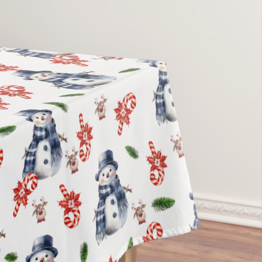 Weihnachts-Schneemann rote Candy Cane Tischdecke  (Beispiel)