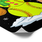 Weihnachts-Schneemann Softball Pitcher Jungen Kind Poster (Ecke)