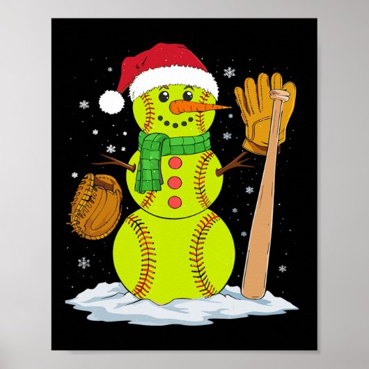 Weihnachts-Schneemann Softball Pitcher Jungen Kind Poster (Vorne)